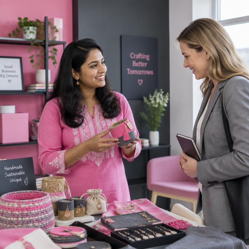 WEIBA woman entrepreneur showcasing her products