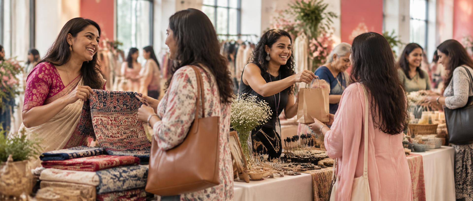 Women entrepreneurs at a WEIBA community exhibition