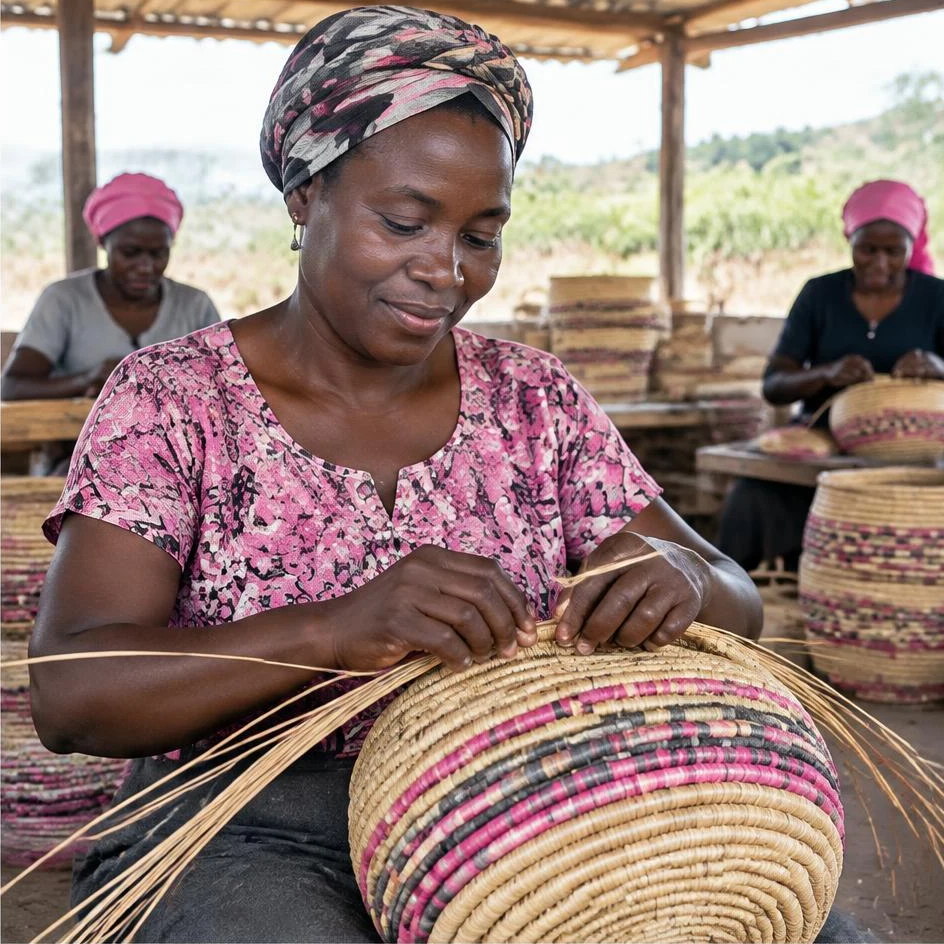 Kenya: women working — Basket Weaving
