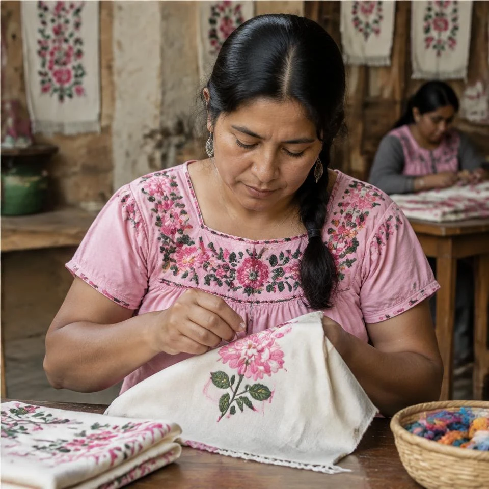 Mexico: women working — Embroidery & Crafts