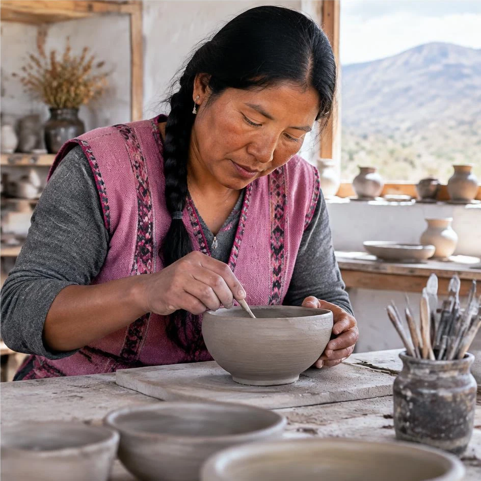 Peru: women working — Pottery & Craft
